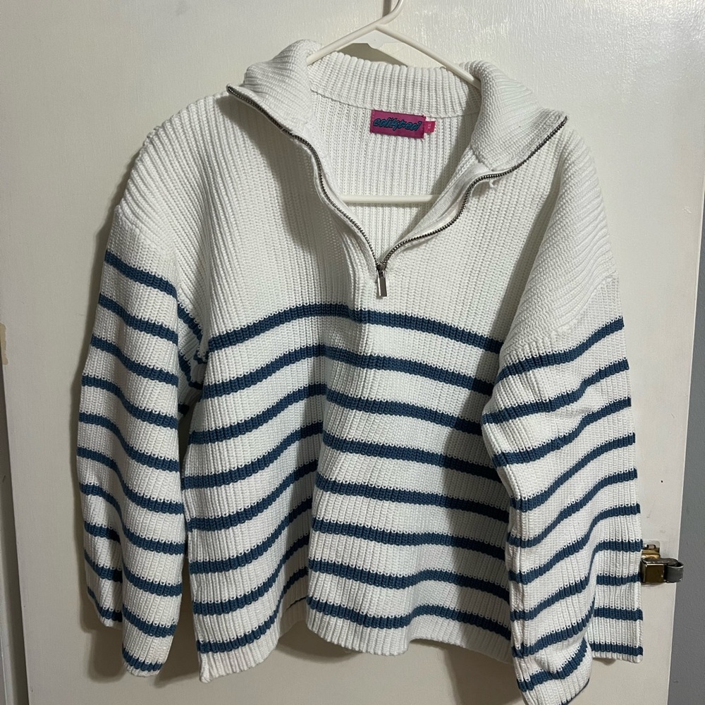 Edikted White Textured Knit Sweater